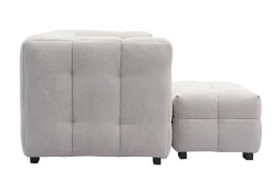 Cheap Miliboo Sofá moderno 3 plazas y reposapiés de tejido efecto aterciopelado texturizado beige CORTO