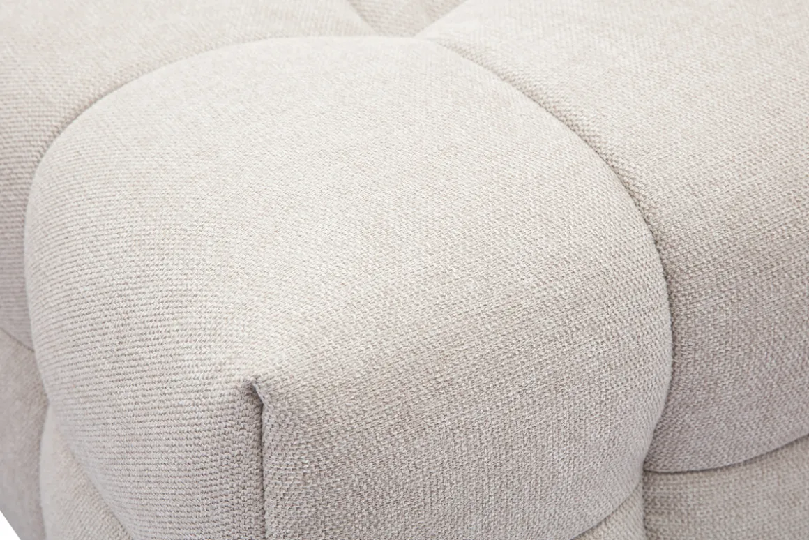 Cheap Miliboo Sofá moderno 3 plazas y reposapiés de tejido efecto aterciopelado texturizado beige CORTO