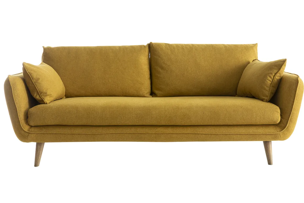 Flash Sale Miliboo Sofá nórdico 3 plazas amarillo mostaza CREEP