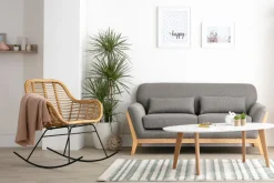 Discount Miliboo Sofá nórdico 2 plazas amarillo mostaza YOKO