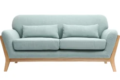 Flash Sale Miliboo Sofá nórdico 2 plazas azul claro patas madera YOKO