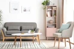 Flash Sale Miliboo Sofá nórdico 2 plazas azul claro patas madera YOKO