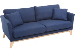 Best Miliboo Sofá nórdico 3 plazas azul oscuro desenfundable patas madera OSLO