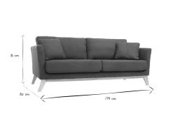 Best Miliboo Sofá nórdico 3 plazas azul oscuro desenfundable patas madera OSLO