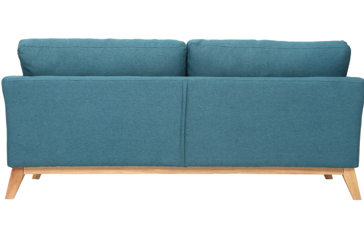 Best Sale Miliboo Sofá nórdico 3 plazas azul petroleo desenfundable patas madera OSLO