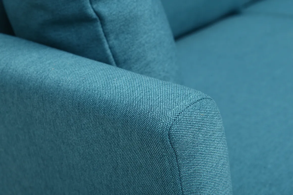 Best Sale Miliboo Sofá nórdico 3 plazas azul petroleo desenfundable patas madera OSLO