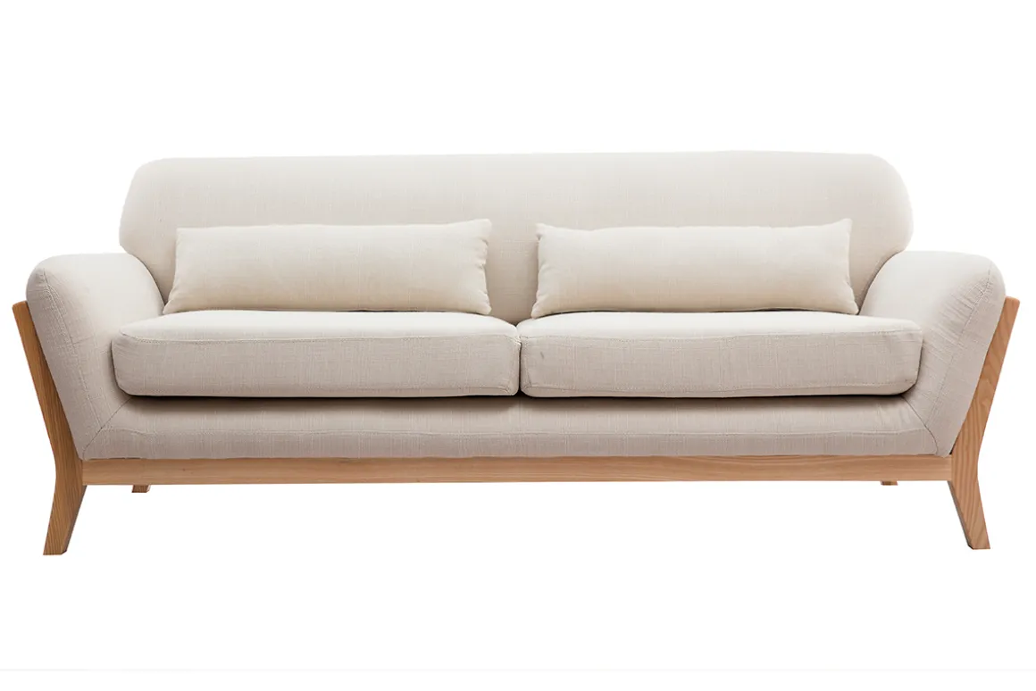 Cheap Miliboo Sofá nórdico 3 plazas beige patas madera YOKO