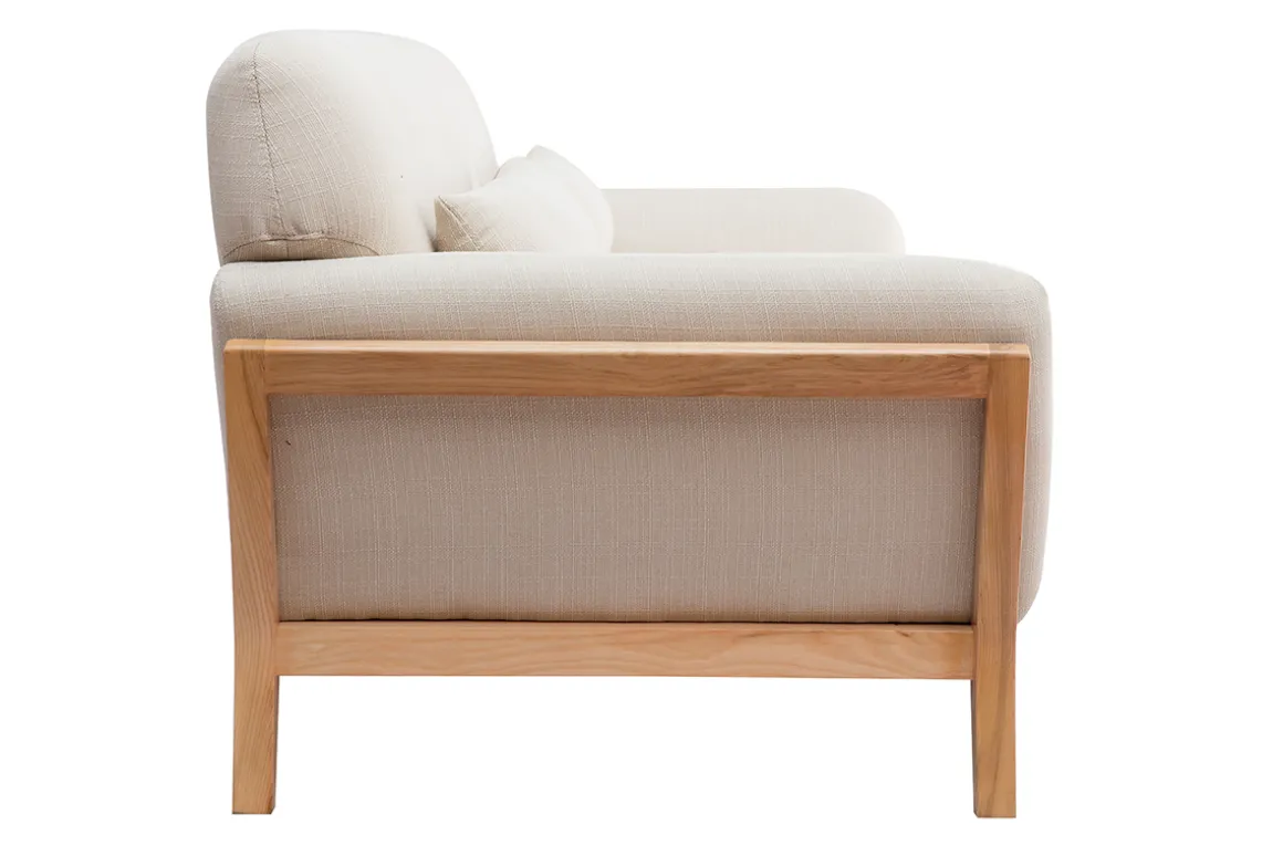 Cheap Miliboo Sofá nórdico 3 plazas beige patas madera YOKO