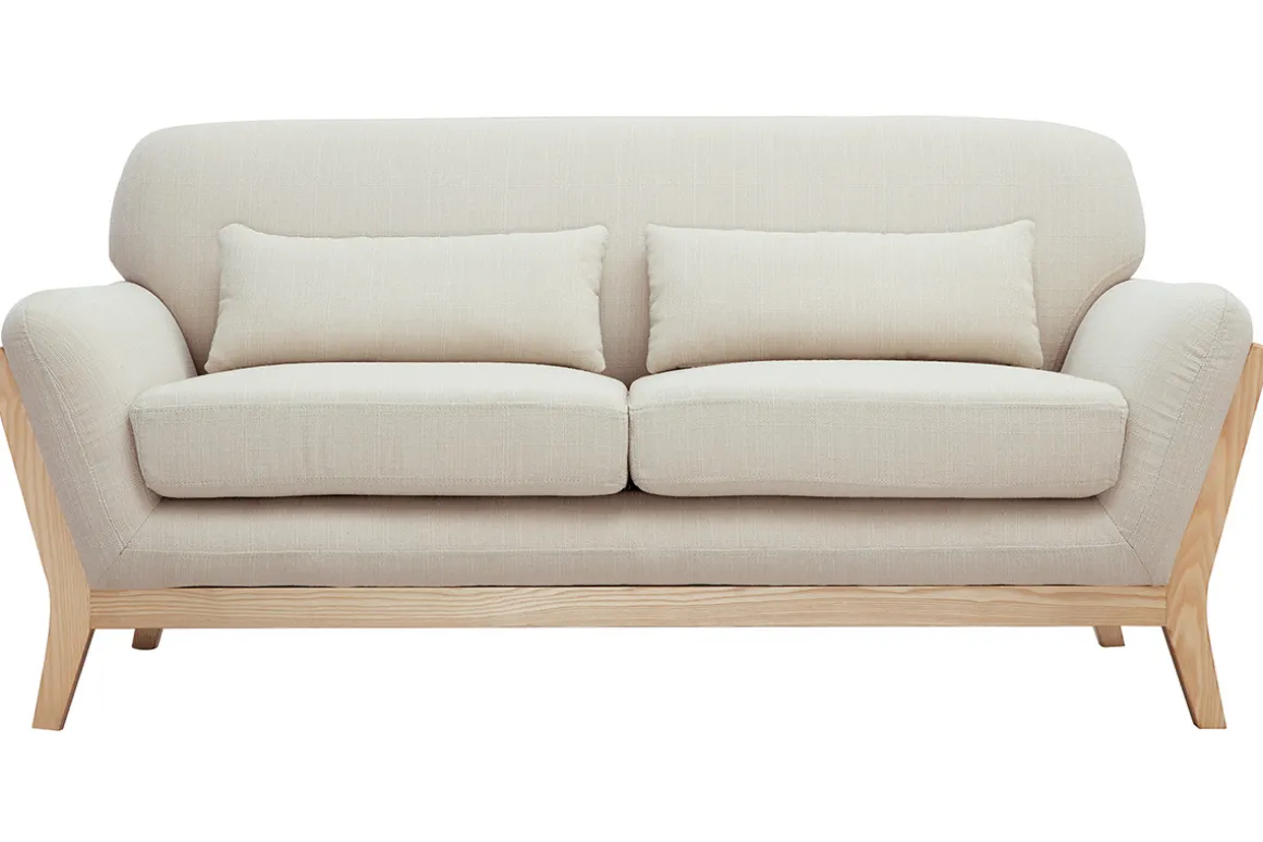 Sale Miliboo Sofá nórdico 2 plazas beige madera YOKO