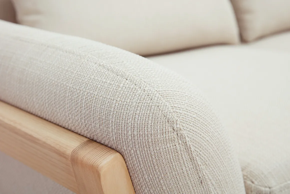 Sale Miliboo Sofá nórdico 2 plazas beige madera YOKO