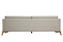 Flash Sale Miliboo Sofá nórdico 4 plazas de tejido efecto aterciopelado texturizado beige y madera clara SINDRO