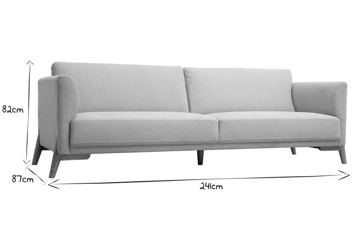 Flash Sale Miliboo Sofá nórdico 4 plazas de tejido efecto aterciopelado texturizado beige y madera clara SINDRO