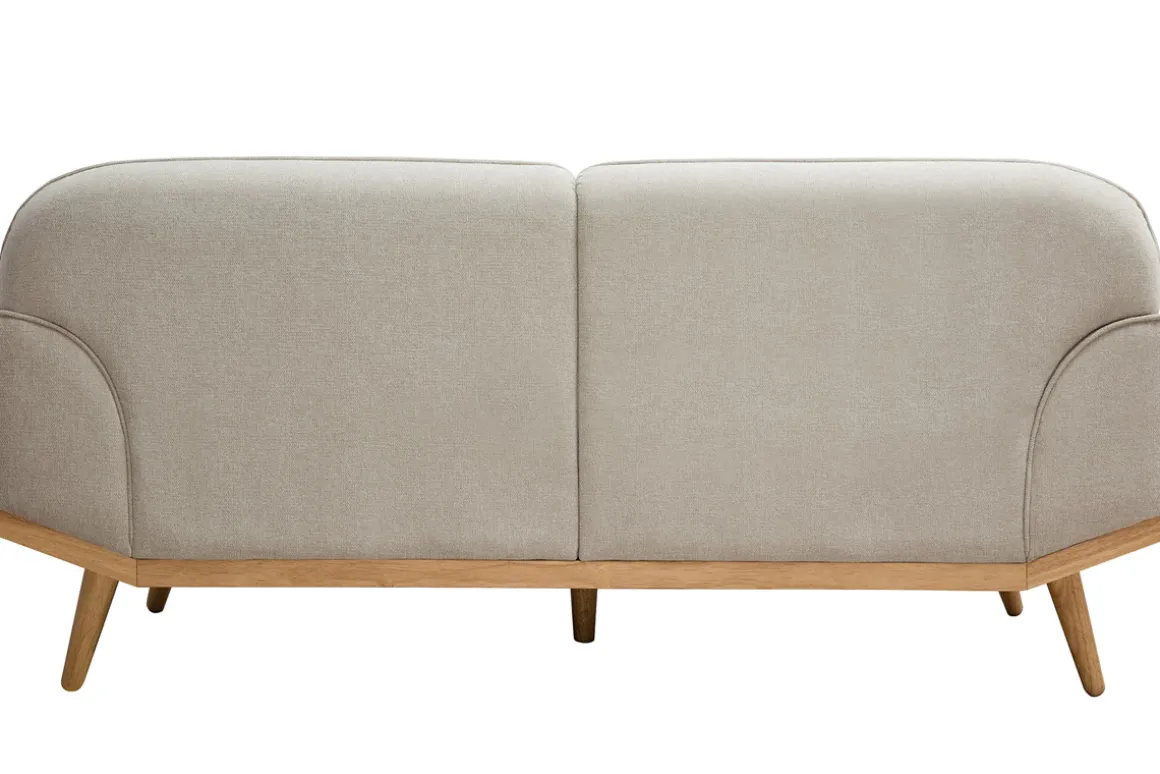 Best Miliboo Sofá nórdico 3 plazas de tejido efecto aterciopelado texturizado beige y madera clara FREEMA