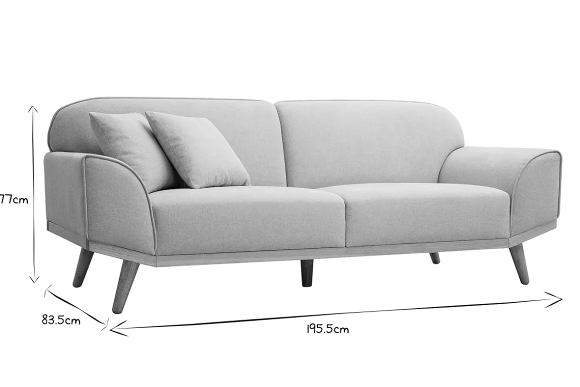 Best Miliboo Sofá nórdico 3 plazas de tejido efecto aterciopelado texturizado beige y madera clara FREEMA