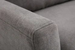 Online Miliboo Sofá nórdico 2 plazas de tejido efecto aterciopelado texturizado gris claro y madera clara JONAS
