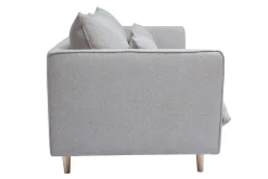 New Miliboo Sofá nórdico 3 plazas de tejido efecto aterciopelado texturizado beige y madera clara CLAYTON