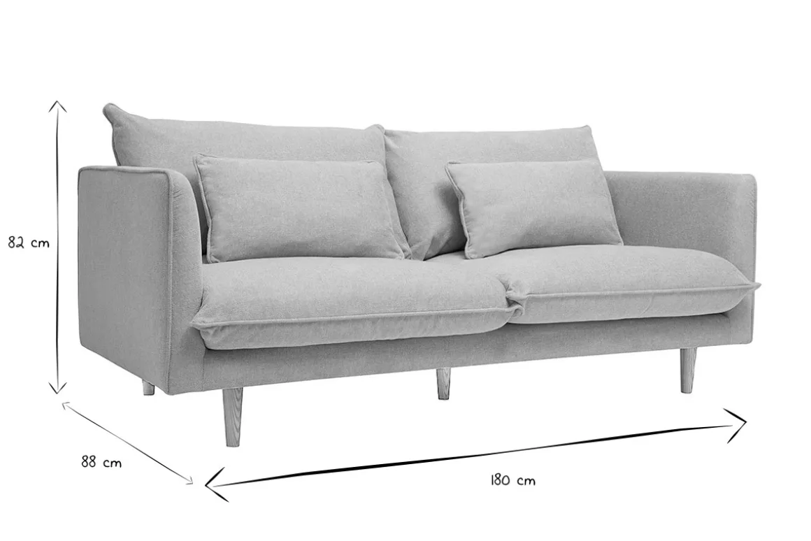 New Miliboo Sofá nórdico 3 plazas de tejido efecto aterciopelado texturizado beige y madera clara CLAYTON