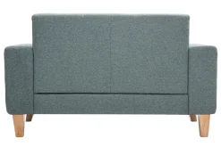 Discount Miliboo Sofá nórdico 2 plazas de tela verde grisáceo y madera clara FJORD