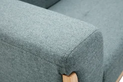 Discount Miliboo Sofá nórdico 2 plazas de tela verde grisáceo y madera clara FJORD
