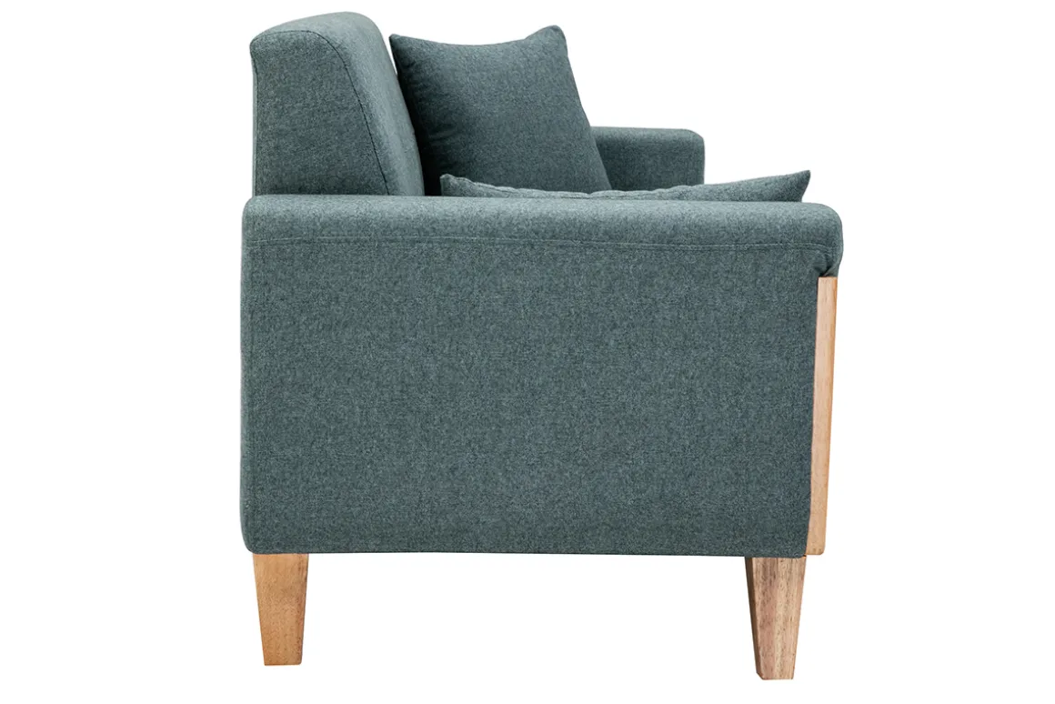Best Sale Miliboo Sofá nórdico 3 plazas de tela verde grisáceo y madera clara FJORD