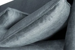 Hot Miliboo Sofá nórdico 3 plazas de tela azul grisáceo y madera clara OLYMPIA