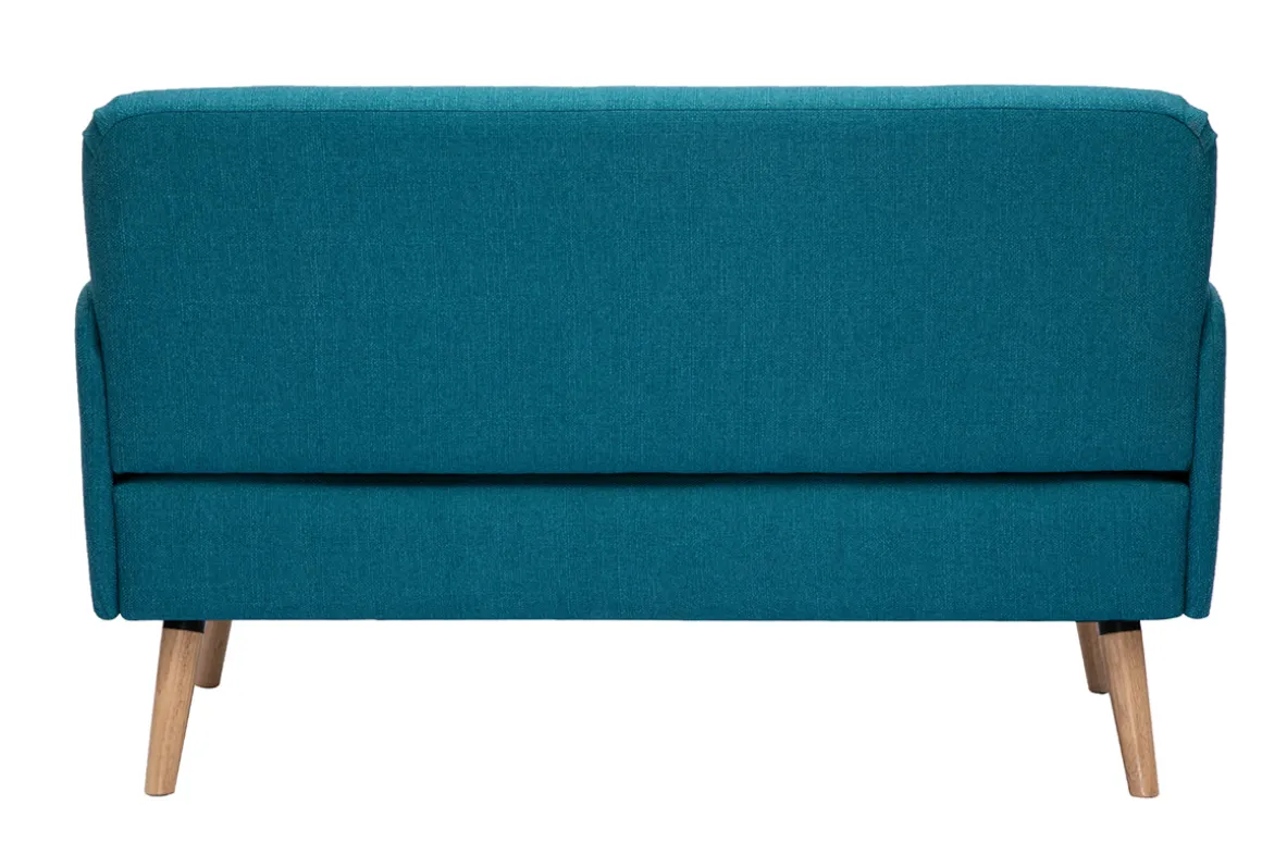 Cheap Miliboo Sofá nórdico 2 plazas de tela azul petróleo y madera clara ISKO