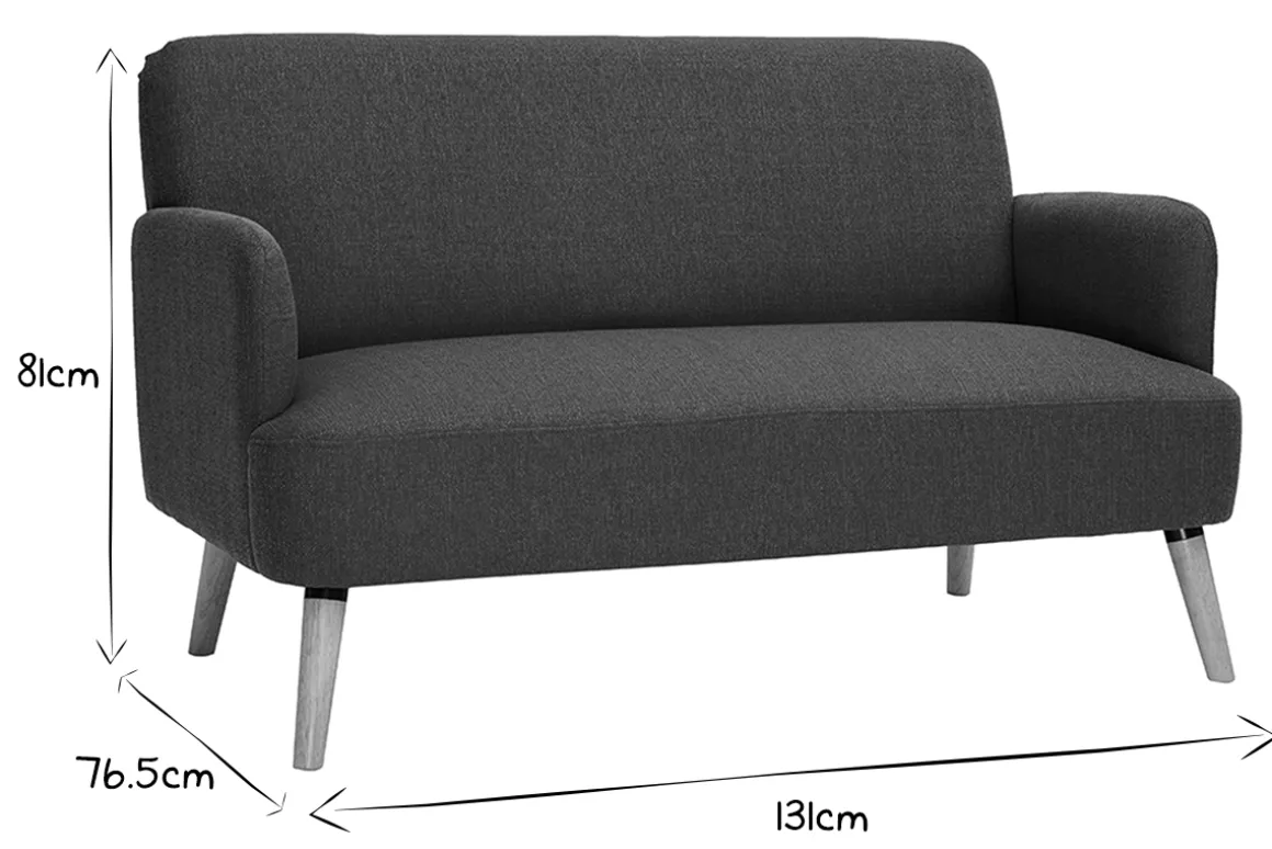 Cheap Miliboo Sofá nórdico 2 plazas de tela azul petróleo y madera clara ISKO