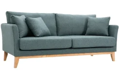 Shop Miliboo Sofá nórdico 3 plazas de tela verde grisáceo y madera clara OSLO