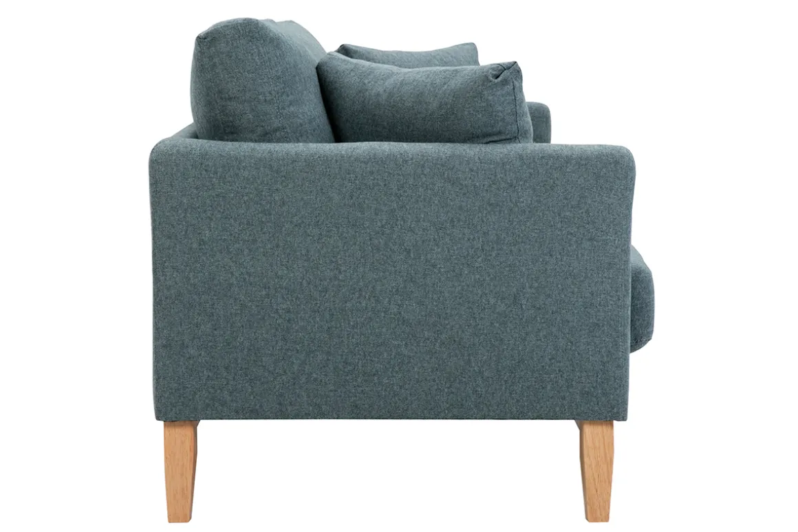 Shop Miliboo Sofá nórdico 3 plazas de tela verde grisáceo y madera clara OSLO