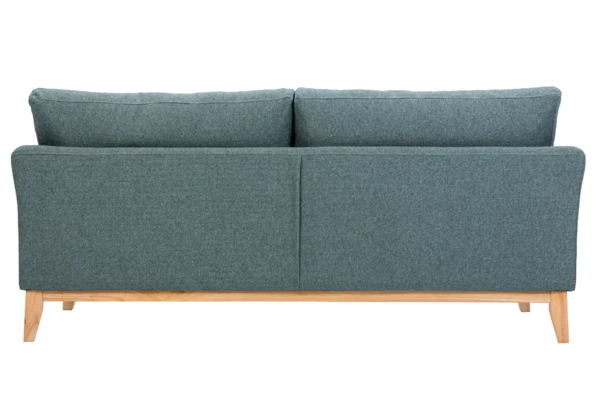 Shop Miliboo Sofá nórdico 3 plazas de tela verde grisáceo y madera clara OSLO