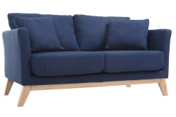 Cheap Miliboo Sofá nórdico 2 plazas desenfundable azul oscuro y patas madera clara OSLO