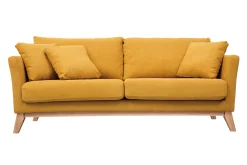 Outlet Miliboo Sofá nórdico 3 plazas desenfundable efecto terciopelo amarillo mostaza OSLO