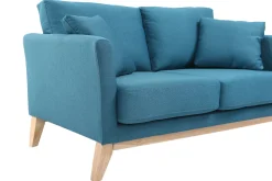 Sale Miliboo Sofá nórdico 2 plazas desenfundable azul petróleo y patas madera clara OSLO