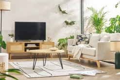 Shop Miliboo Sofá nórdico 3 plazas desenfundable beige y patas madera OSLO