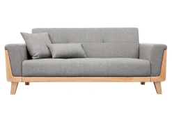 Online Miliboo Sofá nórdico 3 plazas gris claro y madera FJORD