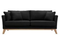 Clearance Miliboo Sofá nórdico 3 plazas gris oscuro desenfundable patas madera OSLO