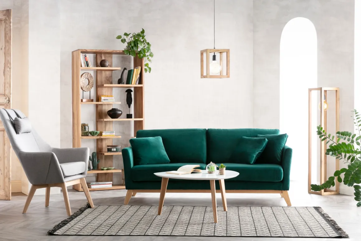 Clearance Miliboo Sofá nórdico 3 plazas gris oscuro desenfundable patas madera OSLO