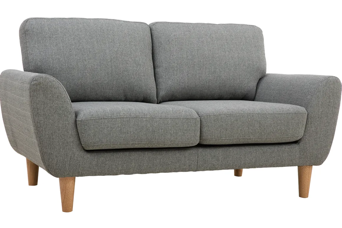 Store Miliboo Sofá nórdico 2 plazas tejido gris claro ALICE