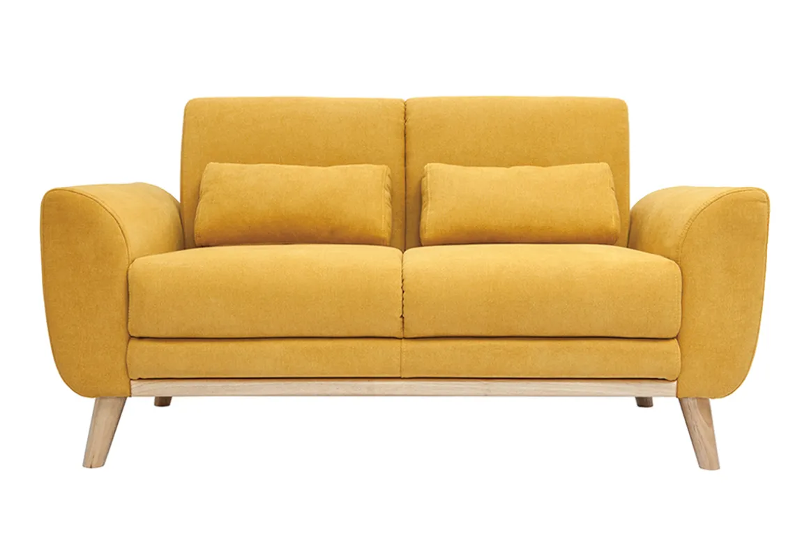New Miliboo Sofá nórdico 2 plazas terciopelo amarillo mostaza EKTOR