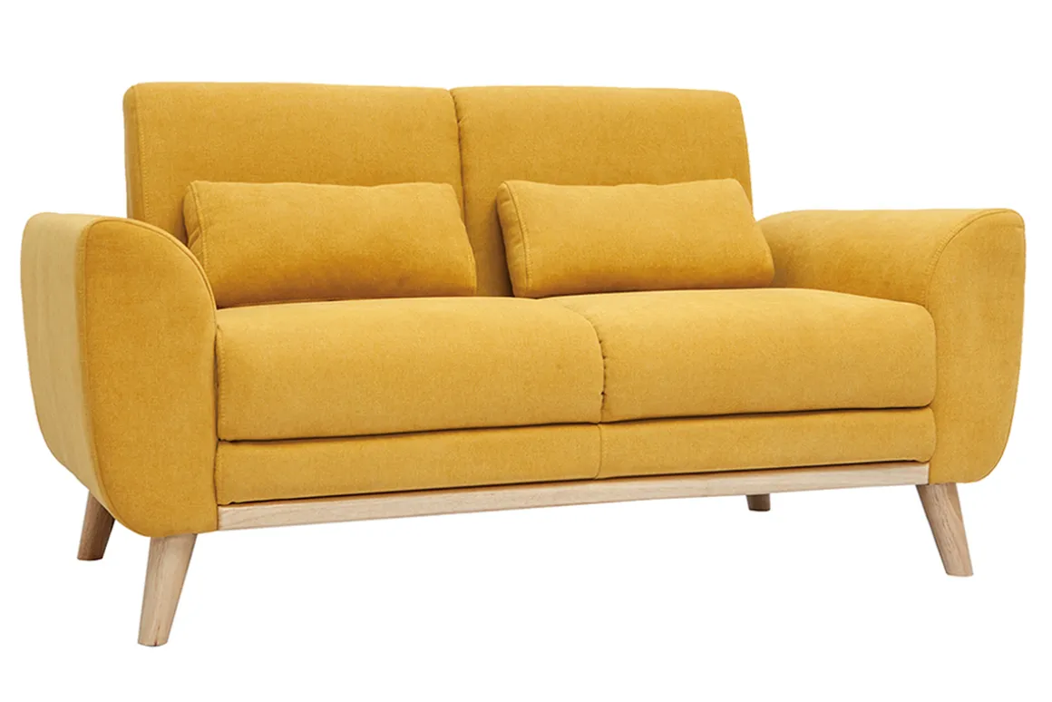 New Miliboo Sofá nórdico 2 plazas terciopelo amarillo mostaza EKTOR