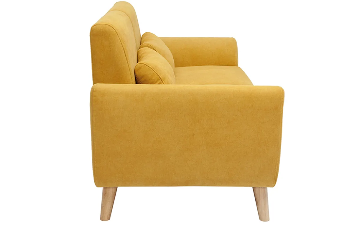 New Miliboo Sofá nórdico 2 plazas terciopelo amarillo mostaza EKTOR