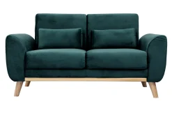 Flash Sale Miliboo Sofá nórdico 2 plazas terciopelo azul petróleo EKTOR