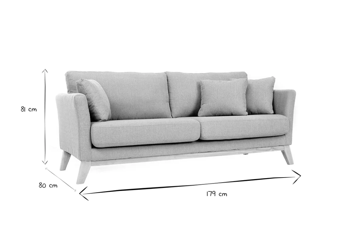 Cheap Miliboo Sofá nórdico 3 plazas verde agua desenfundable patas madera OSLO