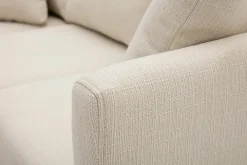 Shop Miliboo Sofá nórdico con chaise longue a la izquierda en tela beige desenfundable con madera clara 3-4 plazas OSLO