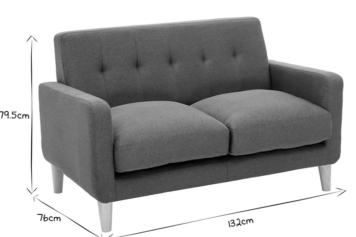 Cheap Miliboo Sofá nórdico de 2 plazas en tejido gris oscuro LUNA