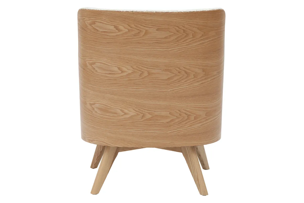 Fashion Miliboo Sofá nórdico efecto borreguillo y madera VALMY