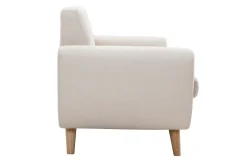 Outlet Miliboo Sofá nórdico 2 plazas beige y madera de caucho maciza PURE