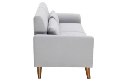 Clearance Miliboo Sofá nórdico 2 plazas de tejido gris claro y madera oscura EKTOR