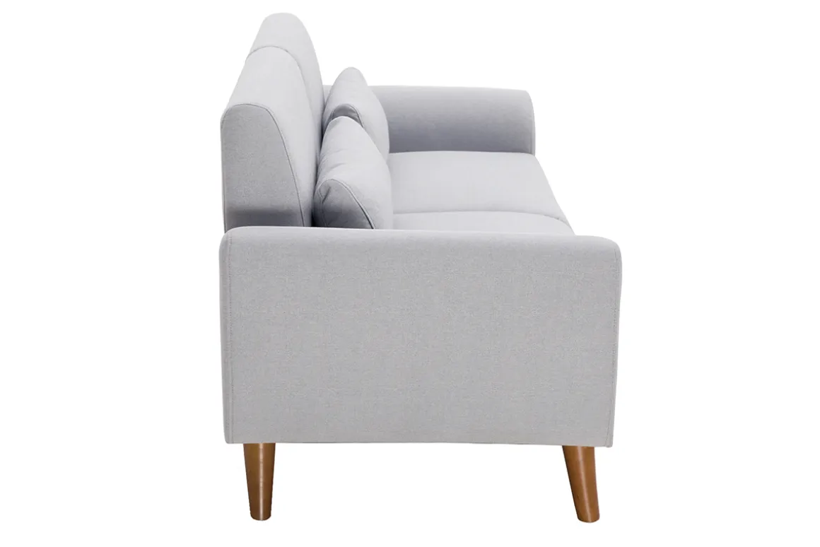Clearance Miliboo Sofá nórdico 2 plazas de tejido gris claro y madera oscura EKTOR