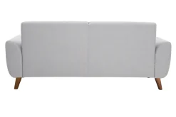 Clearance Miliboo Sofá nórdico 2 plazas de tejido gris claro y madera oscura EKTOR